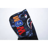 Shark Print Hoodie Autumn And Winter Stitching Pocket Zipper Fleece Padded Coat Men And Women Couple