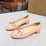 Louboutin-style red bottom shoes clfrench gentle style round toe sweetbows slip-on beautiful ballet shoes flats
