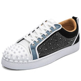 Louboutin-style red bottom shoes mencl red bottom casual shoes rivets hot diamond nightclub popular men's shoes sneakers color matching hip hop sneakers