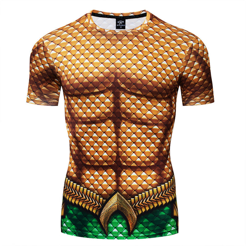 Marvel T Shirt Tights Sports Quick-Drying Top Marvel Short Sleeve T-shirt Men