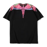 Marcelo Burlon T Shirt MB Pink Wings Pattern Men and Women Same Style Pure Cotton