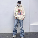 Men Vintage T-Shirts Vintage Anime Hooded Sweater Vintage Loose Casual Hoodie
