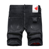 DSQ2 Short Jeans Ripped Patch Slim-fit Stretch Denim Shorts