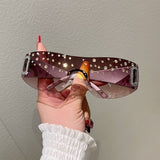 Trendy punk glasses retro diamond