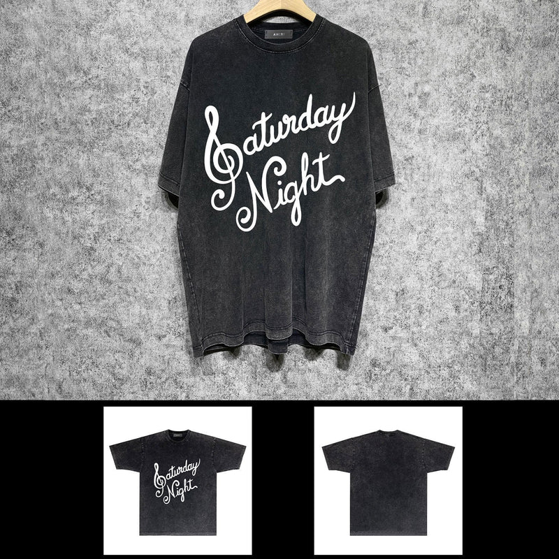 Amiri washed t-shirt with slanted art words short sleeves