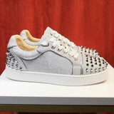 Louboutin-style red bottom shoes cl rivet shoes men's shoes casual shoes sneakers flats men's women's shoes rhinestone low-top sneakers couple red bottom shoes