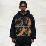 Vintage Hoodie American Street Hooded Sweater Vintage Crew Neck Sweater
