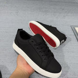 Louboutin-style red bottom shoes european station cl letter red bottom black warrior sneakers spring & fall soft bottomnon-slip couple casual shoes trendy