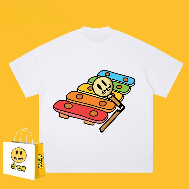 Drew T Shirts Short Sleeve round Neck T-shirt Men and Women Casual Loose