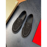 Louboutin-style red bottom shoes cl red bottom genuine leather loafers men business casual slip-on shoes easiest for matchplaid slip-on men's shoes