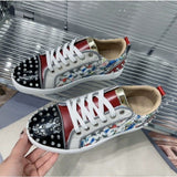Louboutin-style red bottom shoes europeancl rivetstrendy men's shoes red bottom sneakersfashioneasiest for matchbest selling breathable casual shoes