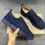 Louboutin-style red bottom shoes export model cl men's shoes electric embroidered red bottom white shoes breathable sneakers men's shoes flatscasual shoes crescent shoes goatskin