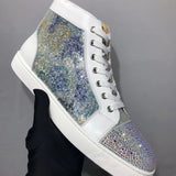 Louboutin-style red bottom shoes wintercl red bottom rivetsexport high-top sneakers tie back round toe cow suede casual shoes