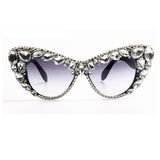 Trendy punk glasses cat eyes with diamonds