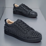 Louboutin-style red bottom shoes european station red bottom mencasual studded sneakers fashion hot diamond spirit guy trendy men's shoes