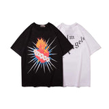 Palm Angels T Shirts Palm Angels Love Flame Short Sleeve Men's Loose T-shirt