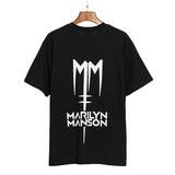 Marilyn Manson T Shirt VTG Portrait Printing Short Sleeve Loose round Neck T-shirt for Men and Women