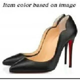 Louboutin-style red bottom shoes cl red bottom export pointed toe v-mouth high heels flats women's shoes sexyflats