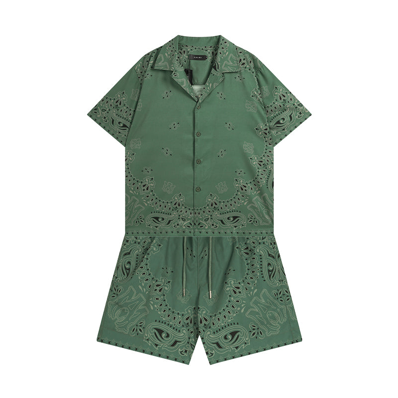 Amiri Shirt And Shorts 2 Piece Set Fashion Print Couple High Street