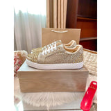 Louboutin-style red bottom shoes guangdong version european station cl red bottom shoes best selling studded shoes studded shoes fashioneasiest for match red bottom studded sneakers