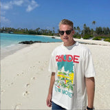 Rhude T Shirt Castle Coconut Letter Print Short Sleeve T-Shirt