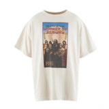 Men Vintage T-Shirts Vintage Washed Old Graffiti Loose Crew Neck Short Sleeves