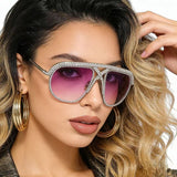 Trendy punk glasses diamond retro uv protection sunglasses