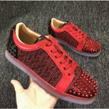 Louboutin-style red bottom shoes, popular european station cl red bottom shoes, electric embroidery style, low-top high-top men's shoes, red bottom couple, trendy rivets, casualtie back