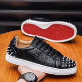 Louboutin-style red bottom shoes mencl red bottom casual shoes spiritual social boy sneakers fashiontrendy real rivets sequinwhite shoes nightclub