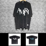 Amiri washed t-shirt with stacked letter foam printing short sleeves