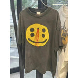 Men Vintage T-Shirts Vintage Washed Old Graffiti Loose Crew Neck Short Sleeves