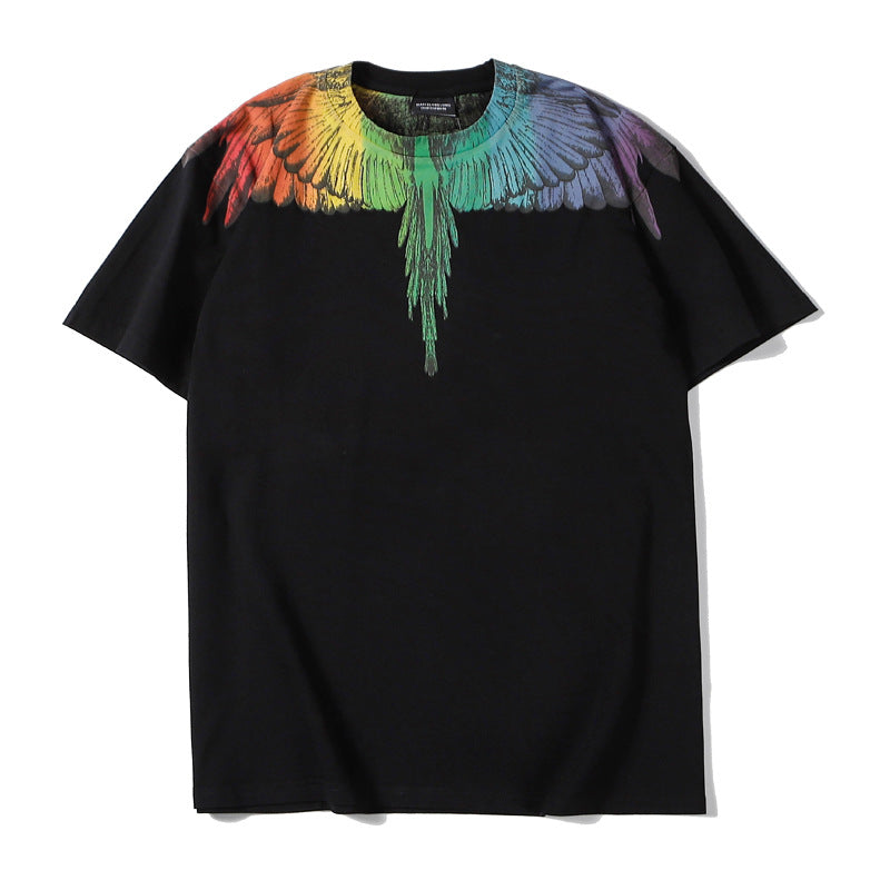 Marcelo Burlon T Shirt MB Rainbow Parrot Wings Men And Women Same Style Hip Hop