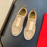 Louboutin-style red bottom shoes clmen genuine leather slip-on sneakers fashioncasual loafers breathable abrasion resistantwork clothing men's shoes