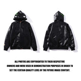 Shark Print Jacket Shark Head Little Dinosaur Embroidered Leather Jacket Men'S And Women'S Zipper Jacket