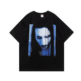 Marilyn Manson T Shirt Gothic Style Goth Short Sleeve T-shirt Loose Cotton Men and Women