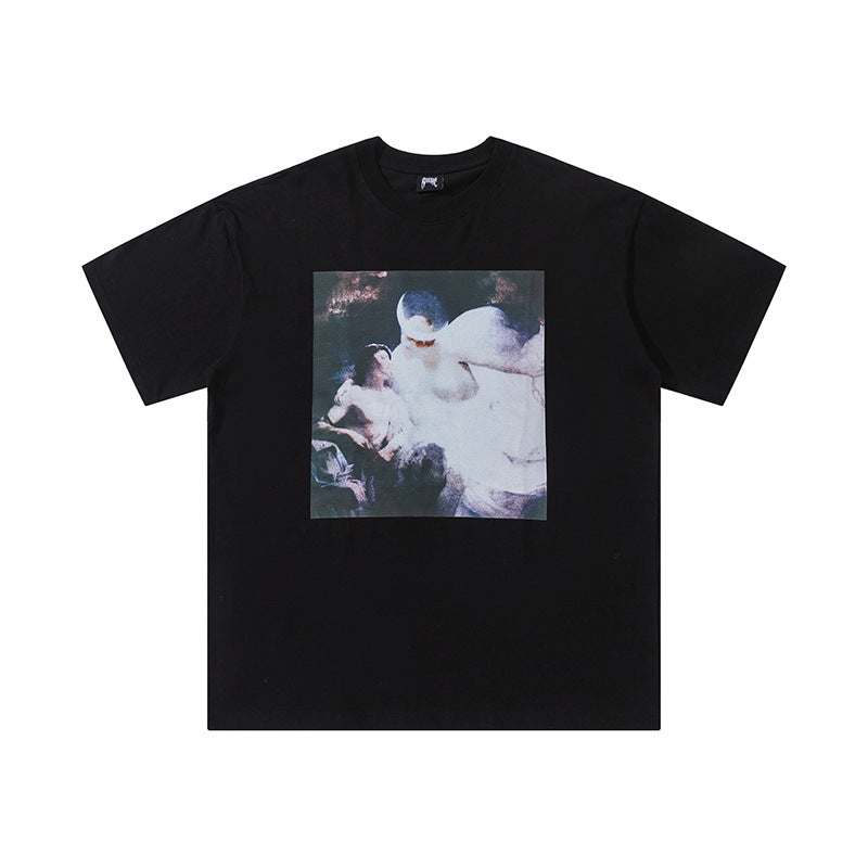 Caravaggio T-Shirts Summer Religious Print High Street Cotton Short Sleeve