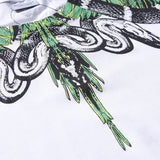 Marcelo Burlon T Shirt MB Big Snake Black Green Wings Printing Same Style for Men and Women
