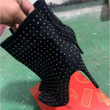 Louboutin-style red bottom shoes studded short boots red bottom cl thick heel short boots small round toe ankle boots popular foreign style fashion boots boots