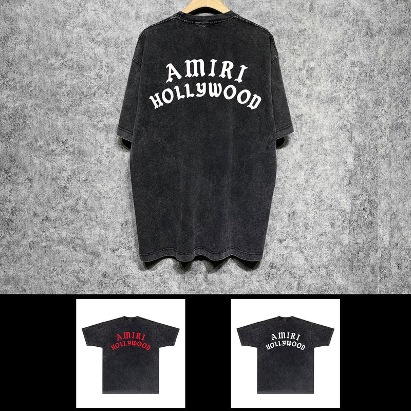 Amiri washed t-shirt hollywood pure letter short sleeves