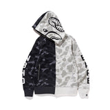 Shark Print Hoodie Fashion Brand Skull Dark Black Black And White Color Matching Yin And Yang Sweater Male And Female Couples Wear Spring And Autumn Coat
