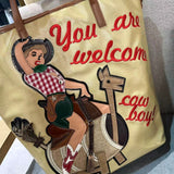 Chh Chrome Heart Leather Bag Embroidered Cartoon Tote Bag