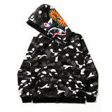 Bathing Ape Hoodie Luminous Camouflage Spotted Shark Double Hooded Zip Sweater