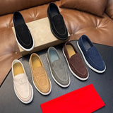 Louboutin-style red bottom shoes cl red bottom genuine leather loafers men business casual slip-on shoes easiest for matchplaid slip-on men's shoes