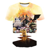 Men and Women Pokemon Pikachu T Shirt Bao Ke Meng Pikachu 3D Digital Printing