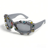 Trendy punk glasses vine rhinestone retro