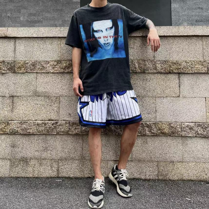 Marilyn Manson T Shirt Vintage Dark Marilyn Manson Distressed Short Sleeve T-shirt