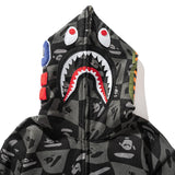 Bathing Ape Hoodie Autumn and Winter Ape Shaped Checkered Shark Cardigan Zipper Sweater Jacket
