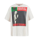 Men Vintage T-Shirts Vintage Washed Old Graffiti Loose Crew Neck Short Sleeves