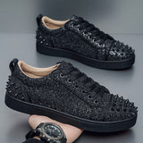 Louboutin-style red bottom shoes european station red bottom mencasual studded sneakers fashion hot diamond spirit guy trendy men's shoes