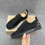 Louboutin-style red bottom shoes european station cl electric embroidered red bottom men's shoes black embroiderlow ankle shoes flatscasual shoes